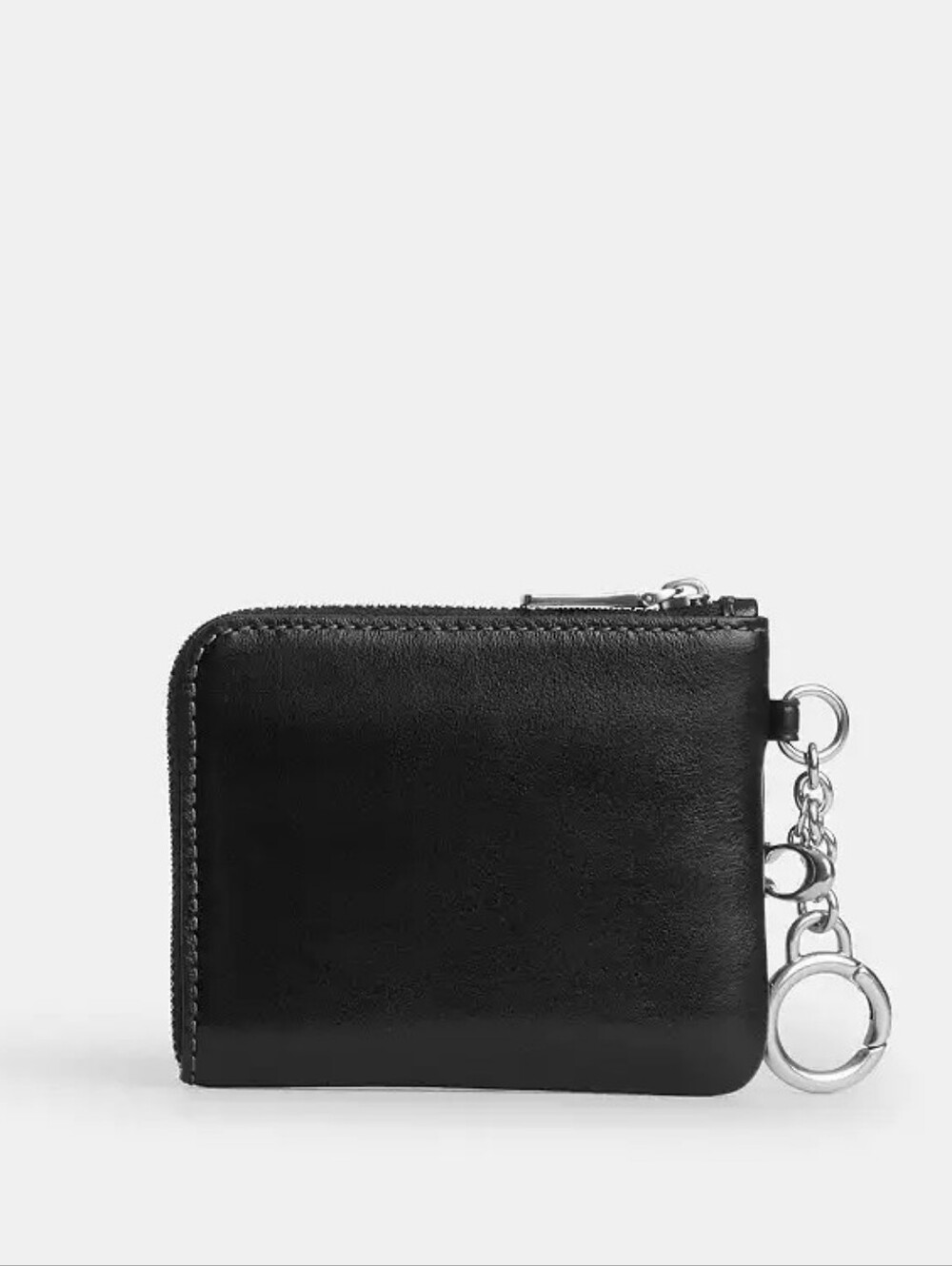 Coach Black Leather Zip Card Case with Keyring - Picture 4 of 4